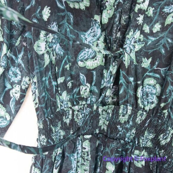 New! Free People Dance ‘Til Dawn Green Black Floral‎ Romper, size S - Picture 8 of 14